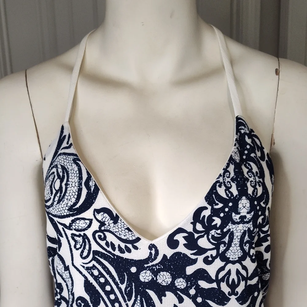 Elegant Navy and White Dress